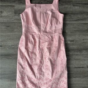 Talbots Pink Sheath Midi Dress Square Neck Sleeveless#40
